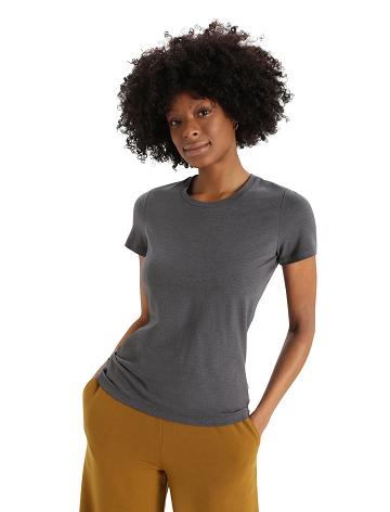 T Shirts Icebreaker Merino Central Classiche Corta Sleeve Femme Argent Grise | FR 1563DFMN